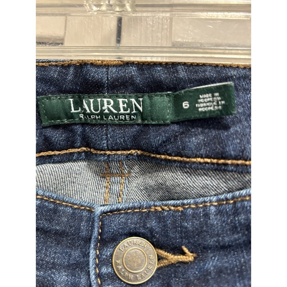 Lauren Ralph Lauren Size 6 Dark Wash‎ Denim Jeans Premier Straight Low Rise EUC - Picture 3 of 8